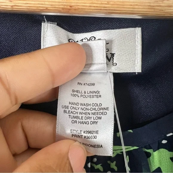 Sweet Storm Blue dove print mini dress belted 3/4 sleeve size M bird print - Picture 7 of 7